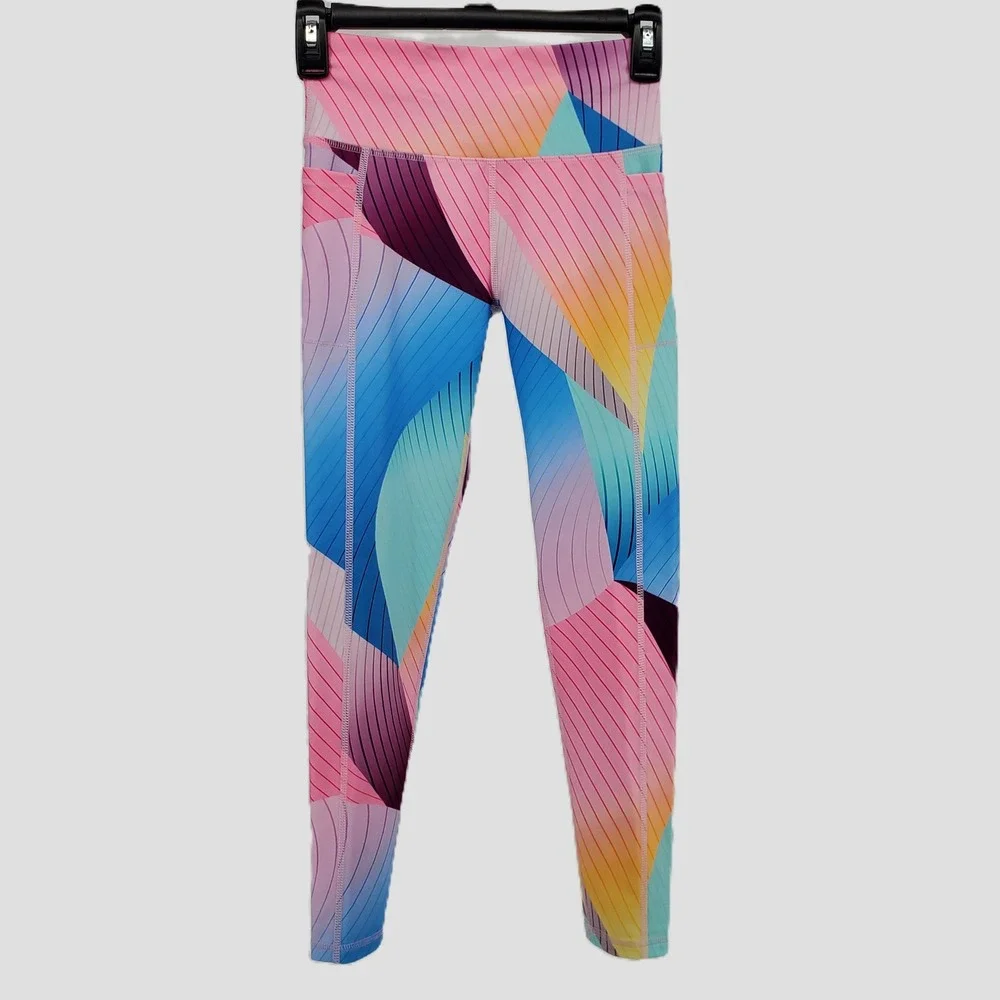 DSG Girls Medium Momentum High Rise Legging Bend It Pink‎ Multi Color Activewear
